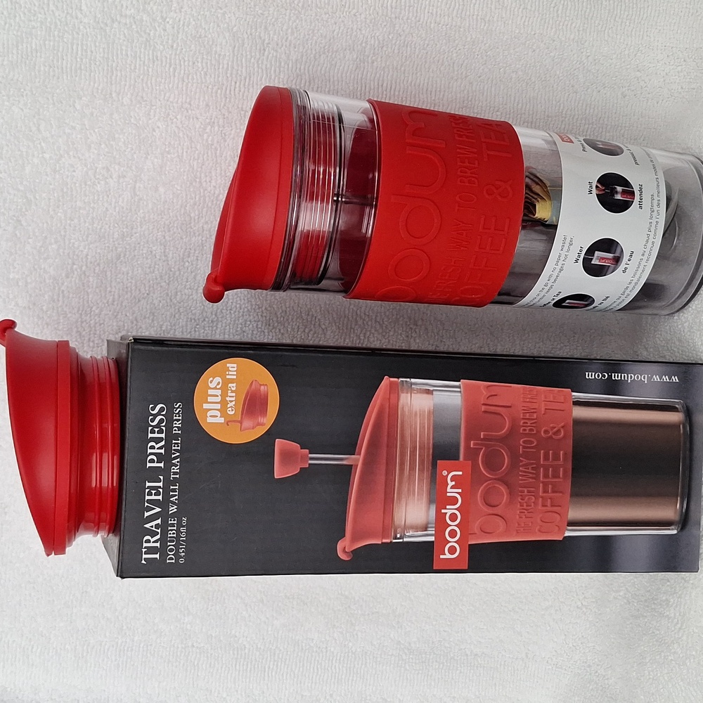 NEW Bodum Double Wall Travel Press with Extra Lid